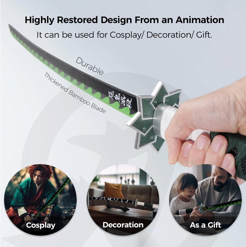 Cold Blade Demon Katana - 41 Inch Anime Replica with Belt and Stand - Durable Sword Perfect for Cosplay - Nichirin Sword with Authentic Design - Image 2